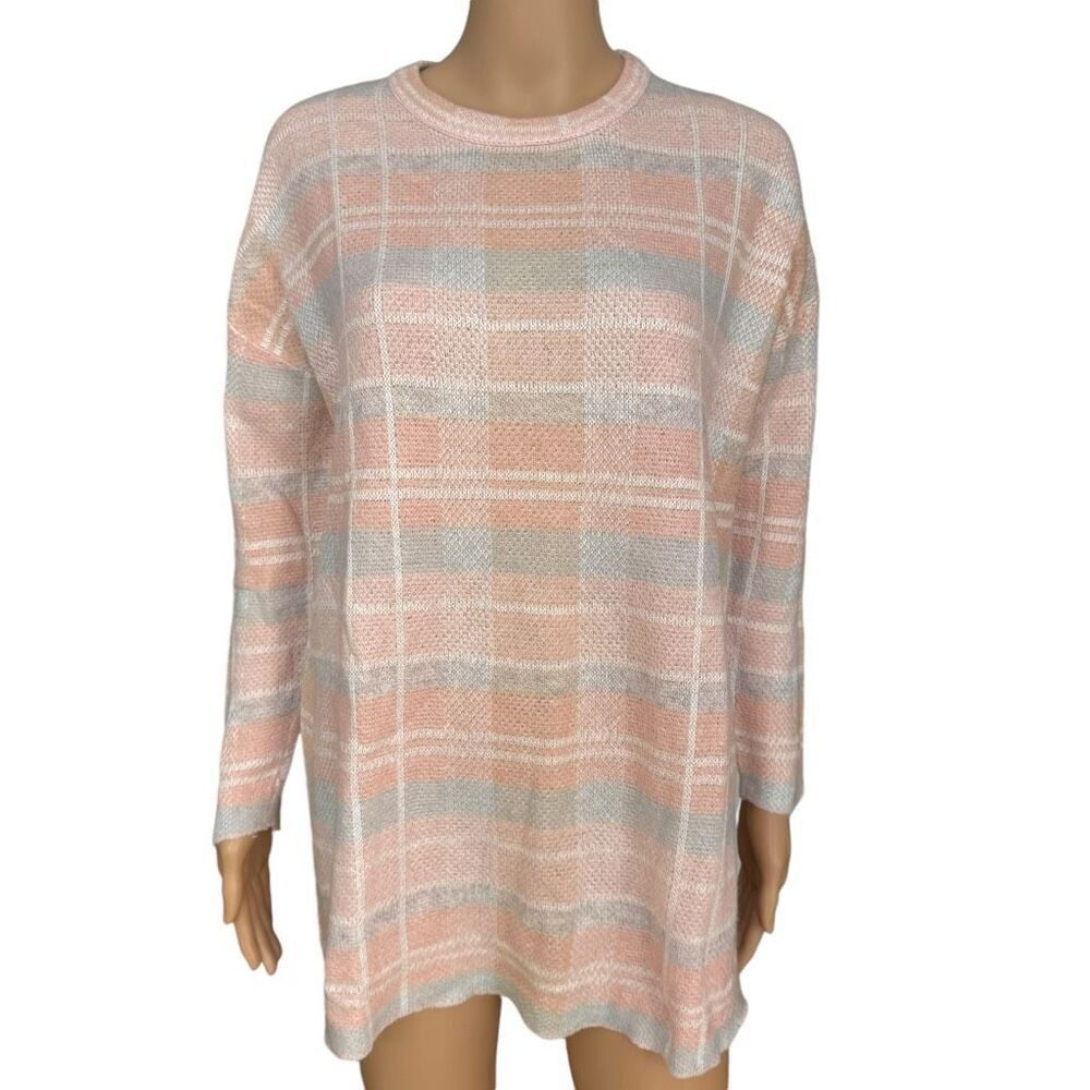 Lou & Grey plaid pastel colors sweater size S oversized